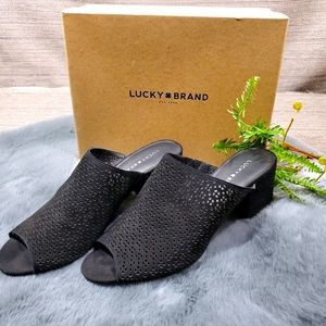 Lucky Brand Islandro2 Suede Slide Sandal, BLK 10M